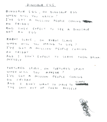 Excerpt from "Worried Noodles (The Empty Sleeve)", published by Tomlab in 2005.