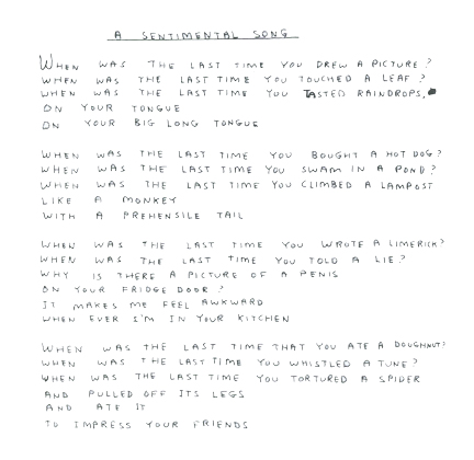 Excerpt from "Worried Noodles (The Empty Sleeve)", published by Tomlab in 2005.