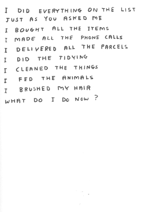 I Did Everything On The List Just As You Asked Me