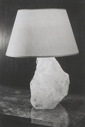 Table Lamp Mounted on a Quartz Base, Parchment Shade, ca 1925