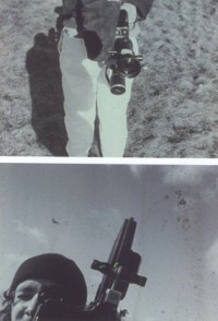 Opposing stills from Helix/Spiral, 1973, with Simone Forti and Ian Murray filming each other, New York