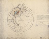 Rug for the David Wright House - First sketch for rug drawn on blueprint plan (1951)