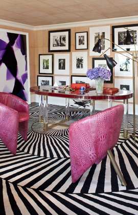 Fuschia alligator chairs in office, Image by Grey Crawford
