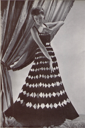Black and White Diamond Patterned Gown, Evening Winter 1938, Model 4555