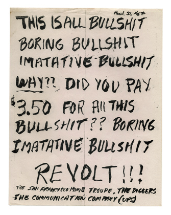 Diggers/Communication Company, mimeographed handouts (1967)