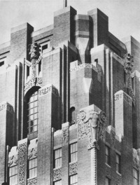 The upper tower of the Barclay-Vesey Building