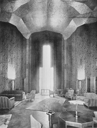 Top floor of Irving Trust, as private observation lounge, at 1 Wall Street (1928-31)