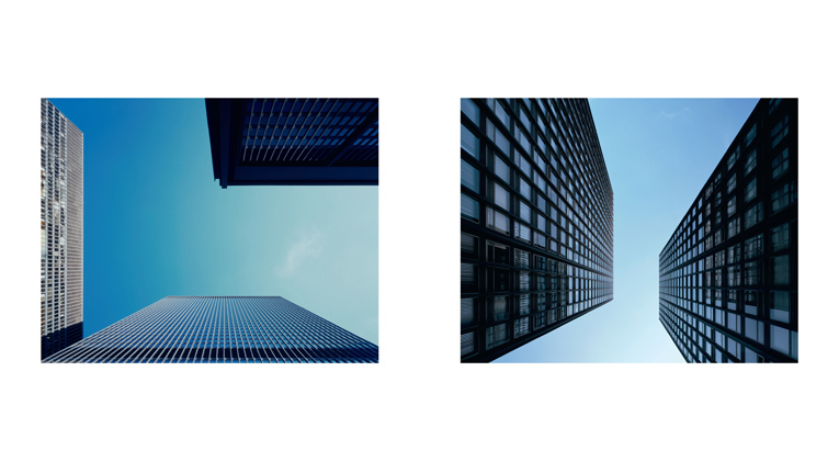 Left: Chicago Federal Center (1959–75), Ludwig Mies van der Rohe, Chicago, Illinois, June 2001 AND Lakeshore Drive Apartments (1948–51), Ludwig Mies van der Rohe, Chicago, Illinois, June 2001