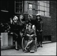 The Rolling Stones in Drag. From left: Brian Jones, Keith Richards, Mick Jagger, Charlie Watts and Bill Wyman seated, New York (1966)