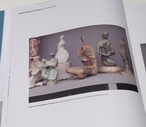 Maquette for Seated Woman: Thin Neck, (1960), centre plaster with surface color, Bourne Maquette Studio, Perry Green. Photo copyright Mike Bruce