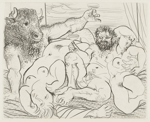 Bacchanal with Minotaur (state iii, May 18,1933; printed 1939)