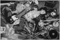 A selective discography of Conrad M.-albums, scribbled down on a napkin, possession of Rinus Van de Velde: The Howling Fantods – Domestic Deliberations EP (2009): 1) Intro to a moody brunch (1:02), 2) Stop laughing, prick (3:12), 3) Get yourself a mars (3:45), 4) Hit hard and slow (2:19), 5) Solo moments (1:44), 6) The flesh is weak (2:27) / The Sad Family – Kitchen Table Melancholia EP (2009): 1) I read books (2:16), 2) Story Junks (0:57), 3) Pain, right here (2:01), 4) Ah Christmas (1:59), 5) What's fair? (1:36) / The Sad Family – Sober & Lonely Fun EP (2011): 1) fuckupstop & funstart (3:18), 2) sleep with a ghost (2:39), 3) what you do = what you become (2:10),	4) stop that song (0:56), 5) night will come soon (3:08) / Xx Xxxxxx – Self-titled EP (T.B.A.): 1) What happened to your band name? (0:22), 2) Misspelled Tattoos (0:31), 3) A Thousand Snares and Floor Toms (0:45), 4) 1982 (0:16), 5) Unite Against Society & Death (1:02).  2012 Courtesy Patrick Painter Inc.