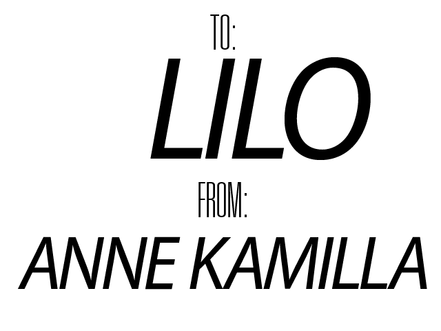 to: Lilo  from: Anne Kamilla