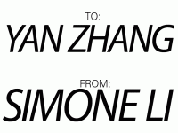 to: Yan Zhang  from: Simone Li