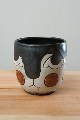 Clown Face Cat Pot- side A (2012)