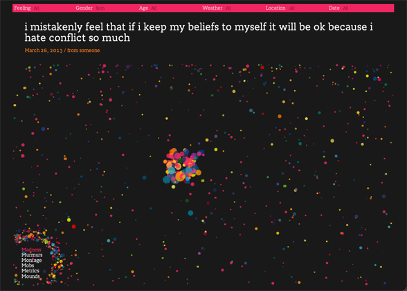 We Feel Fine, interface in action