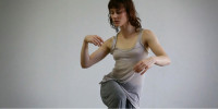 Laura Keil dancing during the making of Unnamed Soundsculpture