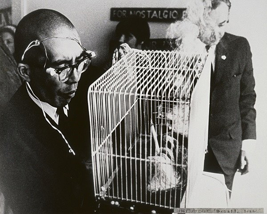 Tetsumi Kudo during the Happening "Quiet Event-Observation", presented at Gallery M.E. Thelen, 1968