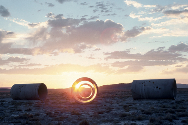 Sun Tunnels at sunset (1973-76)