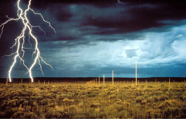 Lightning Field, during storm (1977)