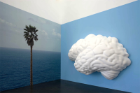 Brain/Cloud (Two Views): with Palm Tree and Seascape (2009)