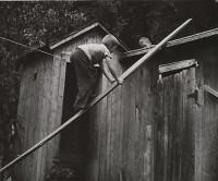 [Two Boys: One Climbing a Board, One on a Fence (1940s)