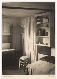 [A Corner of Mondrian's Studio With Bed, Stool, Curtain, and Mirrors] (1926)