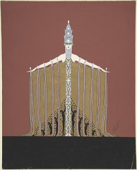 "La Domination" Beaded Costume Design with silver Headdress and Gold Curtain Draped for Arms in "L'Or", Ziegfield Follies (1923)