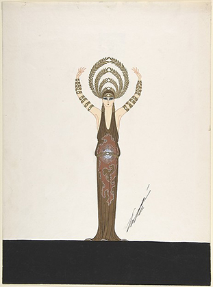 "Le Gloire" Gold Costume Design with Olive Branch Headdress and Armlets for "L'Or", Ziegfield Follies "1923"