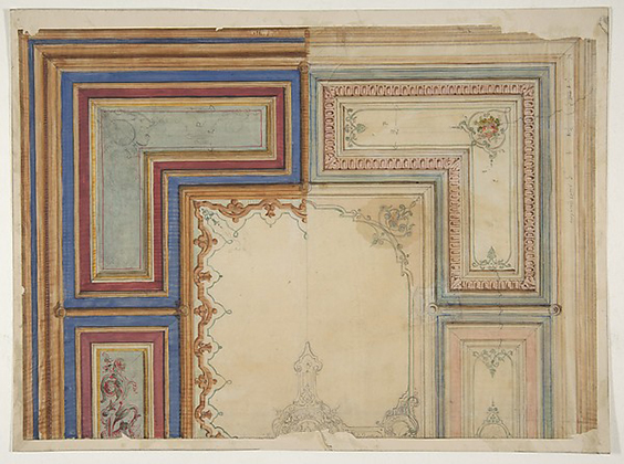 Two alternative designs for the painted decoration of a ceiling (1830-97)