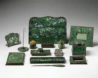 Desk Set - including inkwell, letter opener, paper rack, pen tray, blotter, bill holder, stamp box, blotter holders, paper hold (ca. 1910-20)