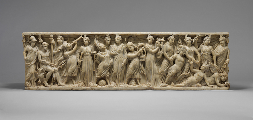 Marble sarcophagus with the contest between the Muses and the Sirens, Roman (3rd quarter of 3rd century A.D.)