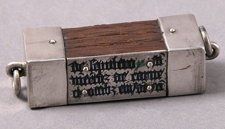 Portable Reliquary of Saint Vincent, French, translucent enamels on silver, wood (ca. 1400 with later terminals)