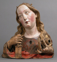 Reliquary Bust of Saint Catherine of Alexandria, Made in Strasbourg, Upper Rhineland, Germany, Walnut with paint and gilden; linden base, Workshop of Niclaus Gerhaert von Leyden (ca. 1465)