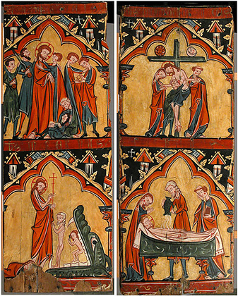 Scenes from the Life of Christ: Arrest of Christ, Christ in Limbo; Descent from the Cross, Preparation of Christ's Body for His Entombment, Spain, Tempera on wood (13th century)