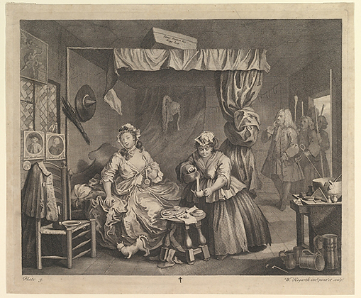 A Harlot's Progress, Plate 3, Etching and engraving, third state of three (April 1732)
